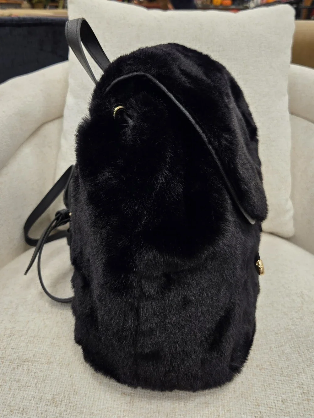 Juicy Couture Black Faux Fur Backpack